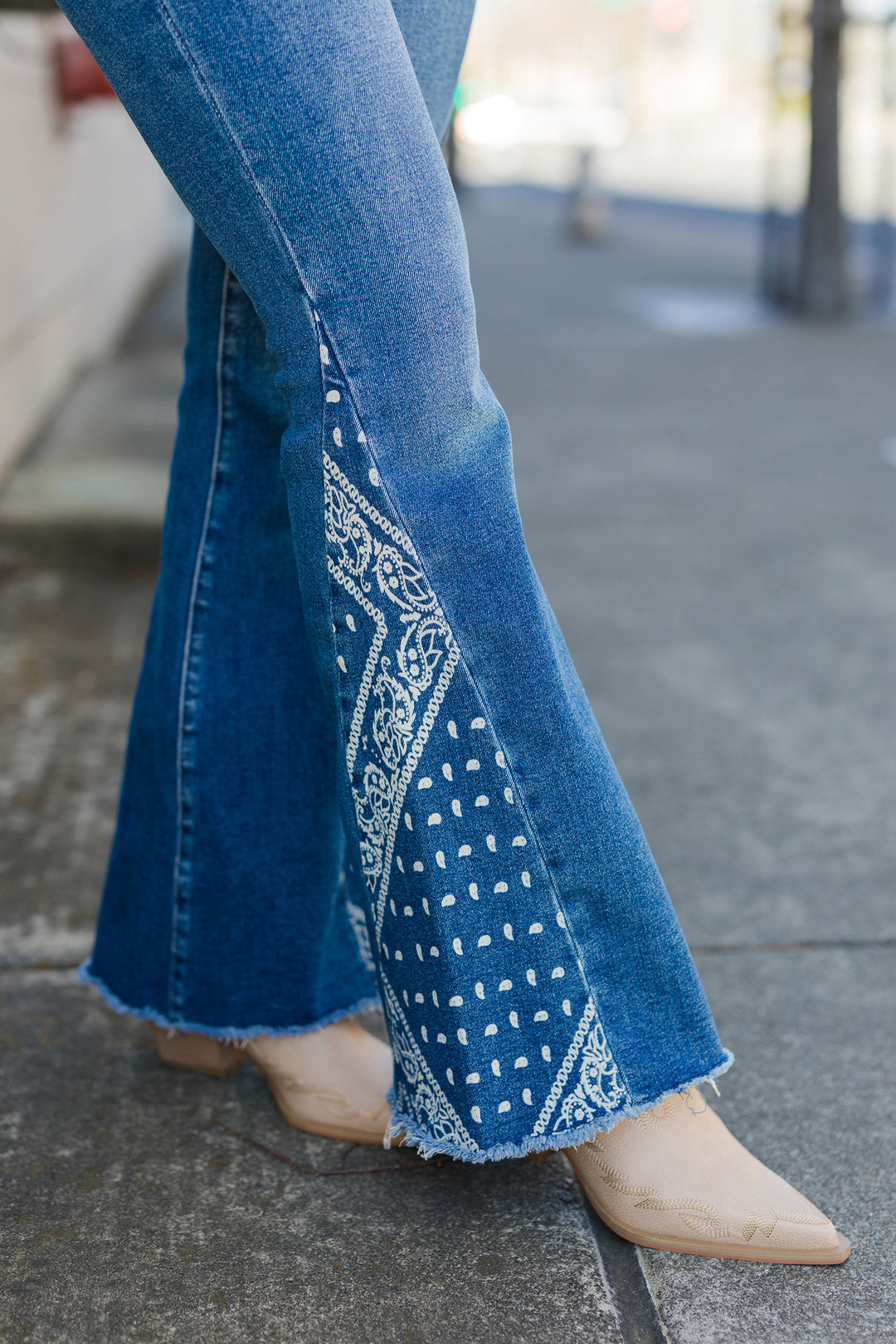 The Paisley Patch High Rise Flare Jeans