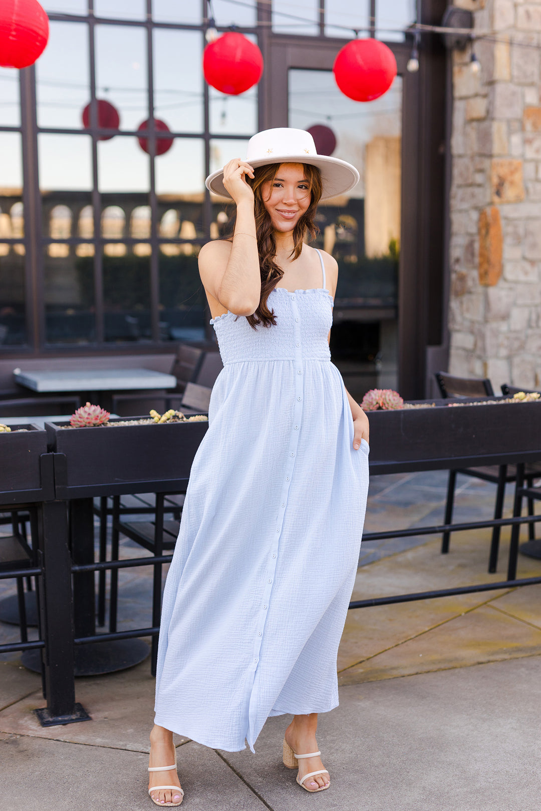 The Darling Cotton Button Front Maxi Dress