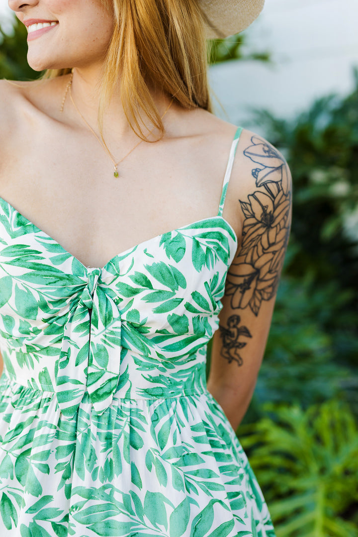 The Take Me Away Palm Print Mini Dress