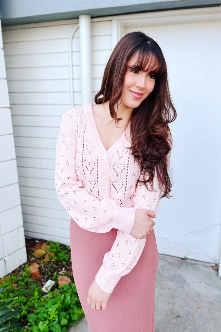 The Addicted to Love Light Pink Pointelle Cardigan