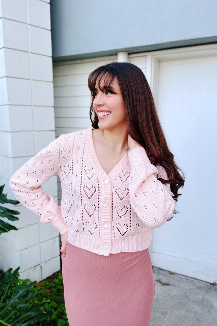 The Addicted to Love Light Pink Pointelle Cardigan