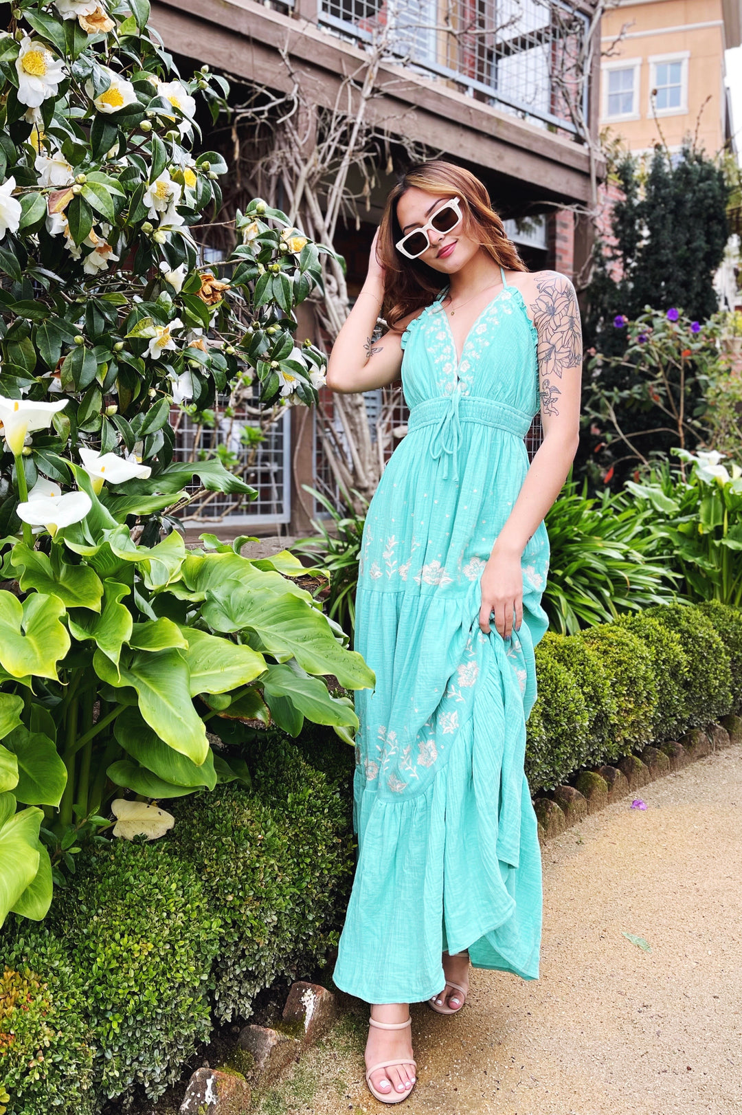 The Sea Is Calling Embroidered Maxi Dress