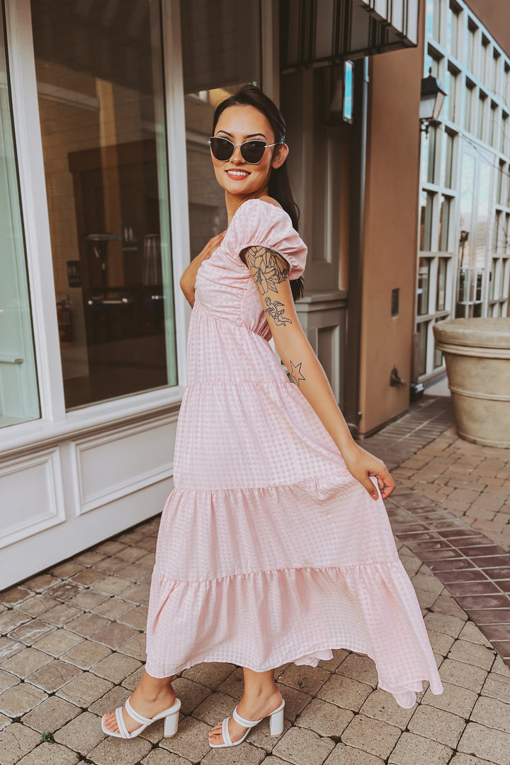 The Hello Darlin' Pink Tiered Maxi Dress