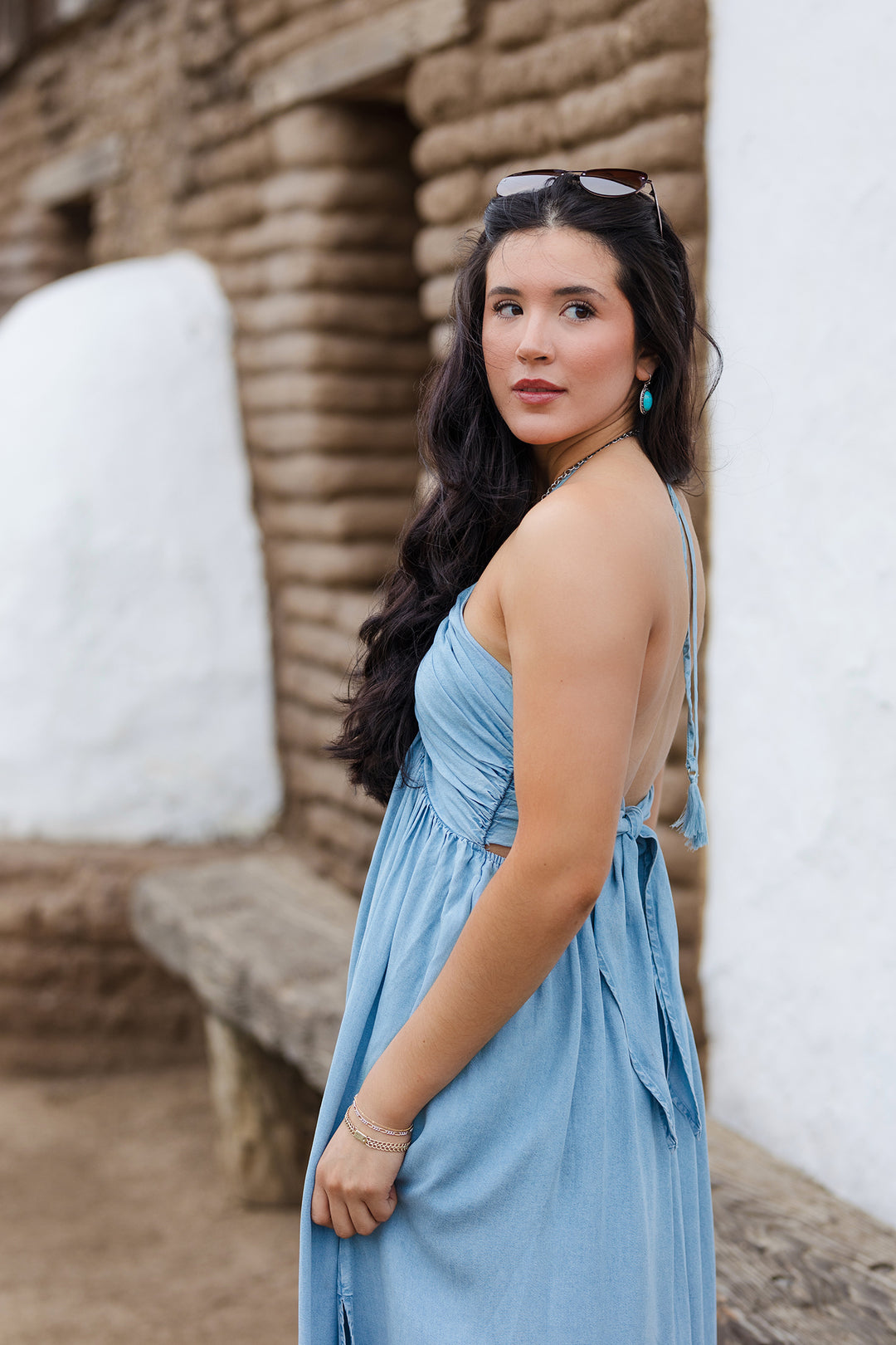 The Drift Away Tie-Back Halter Maxi Dress