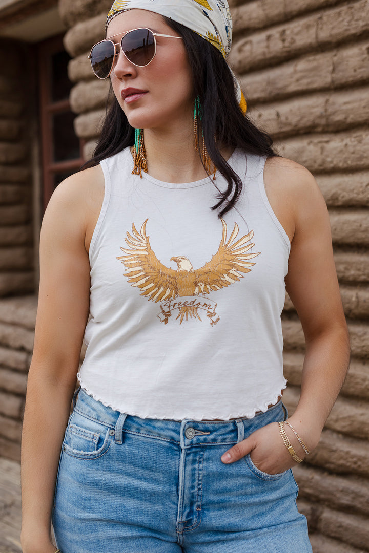 The Born Free Vintage Wash Graphic Tank Top