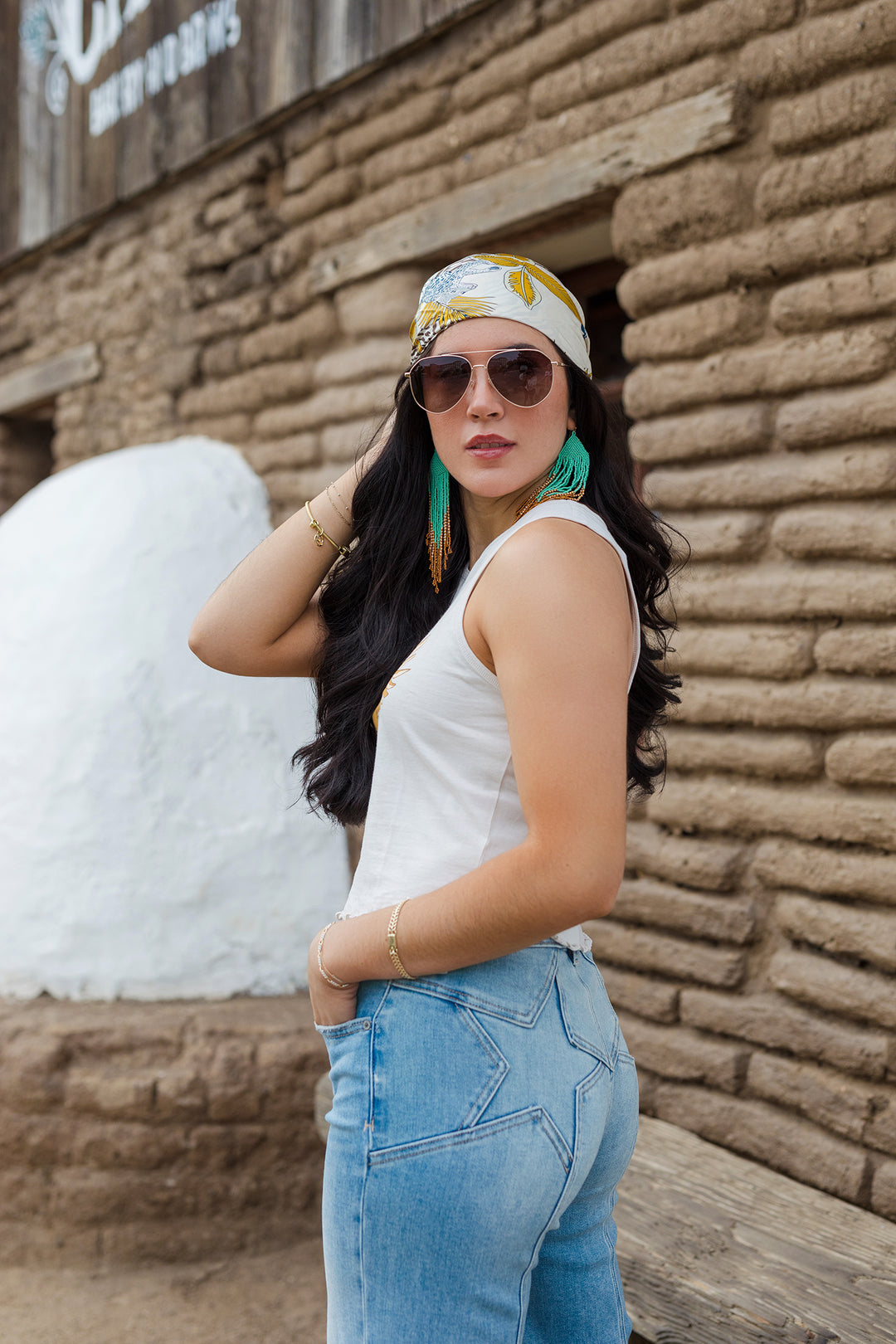 The Turquoise Handmade Seedbead Tassel Earring