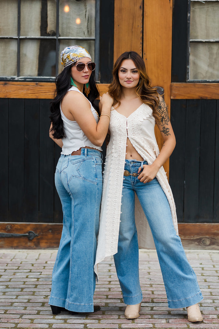 The Walking on Air Gauze and Crochet Maxi Top