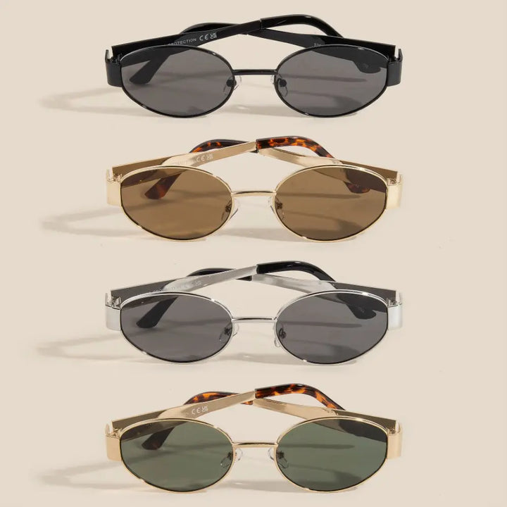The Metal Frame Oval Lens Sunglasses