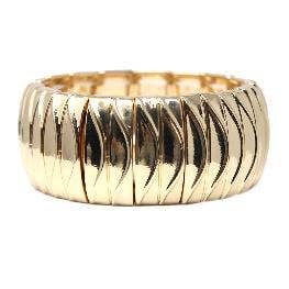 The Gold Ribbed Wide Stretch Bracelet