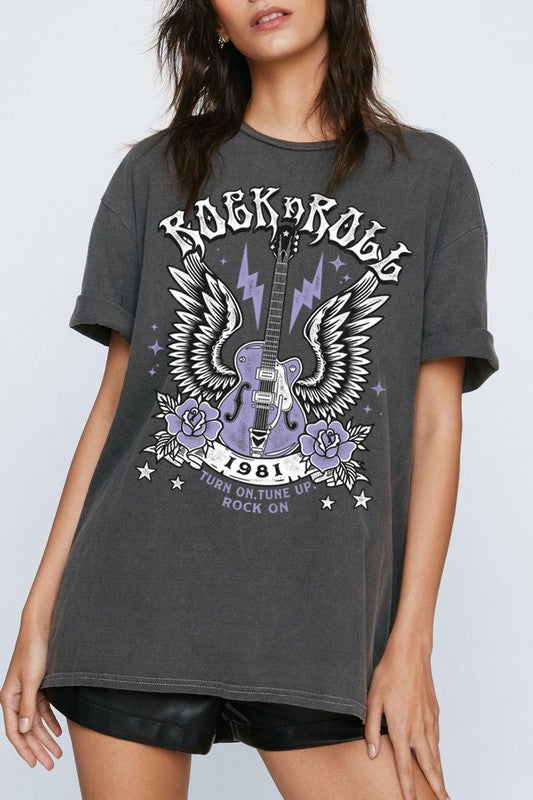 The Rock & Roll Mineral Black Oversized Graphic Tee