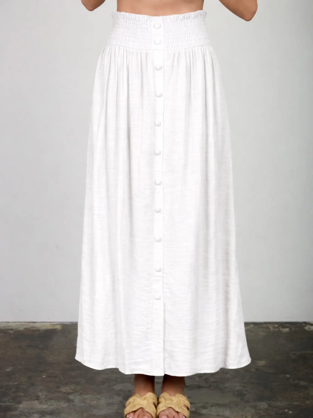 The Weekend Recap Button Front Midi Skirt