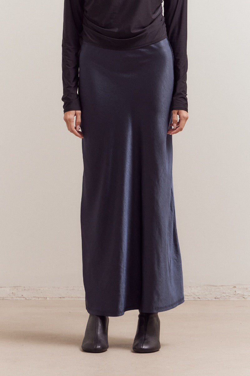 The Missing Midnight Mermaid Fit Long Satin Skirt
