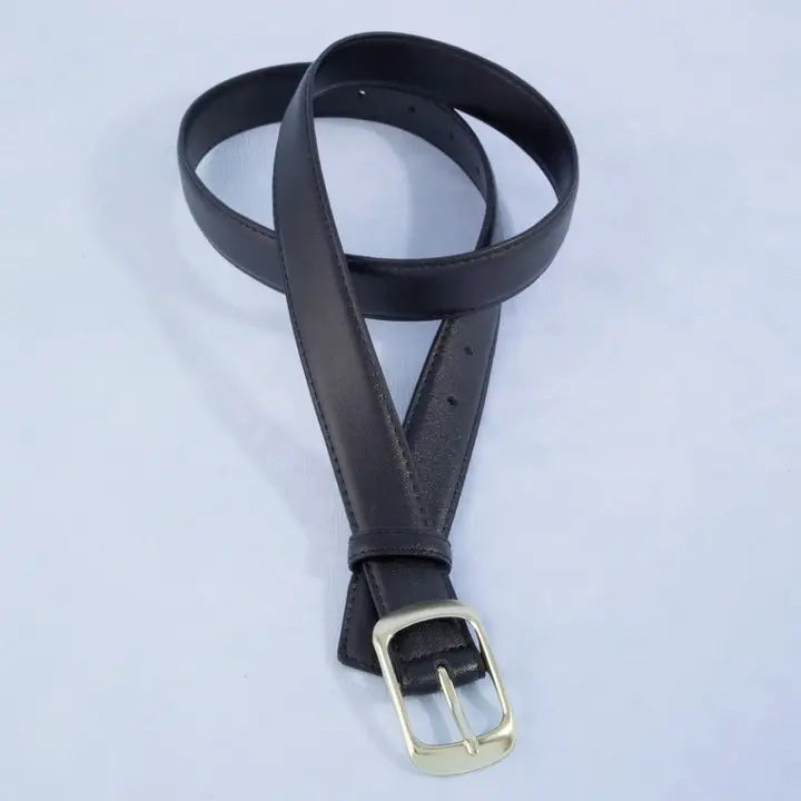 Solid Rectangle Buckle Leather Belt