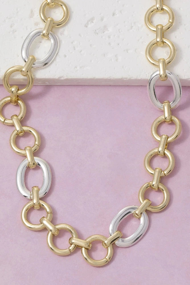 The Two Tone Circle Link Chain Necklace