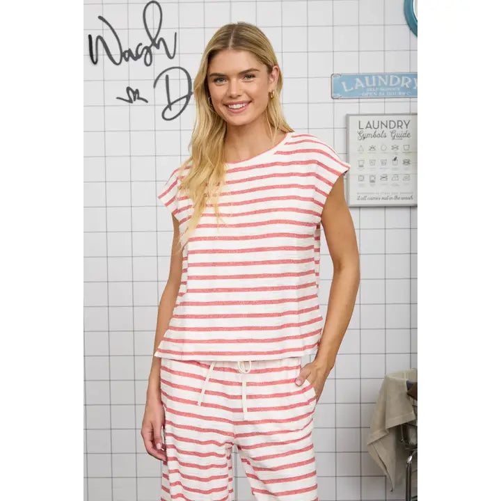 The Lexi Stripe Short Sleeve Knit Top