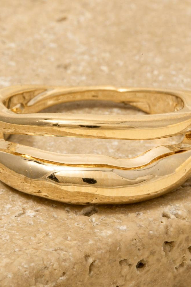 The Gold Warped Metallic Band Ring