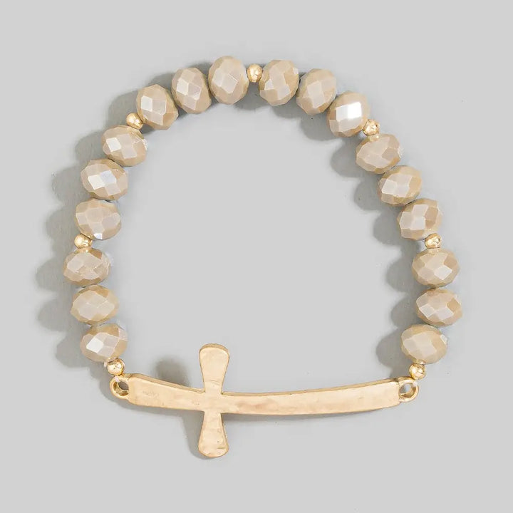The Faceted Crystal Bead Cross Bracelet