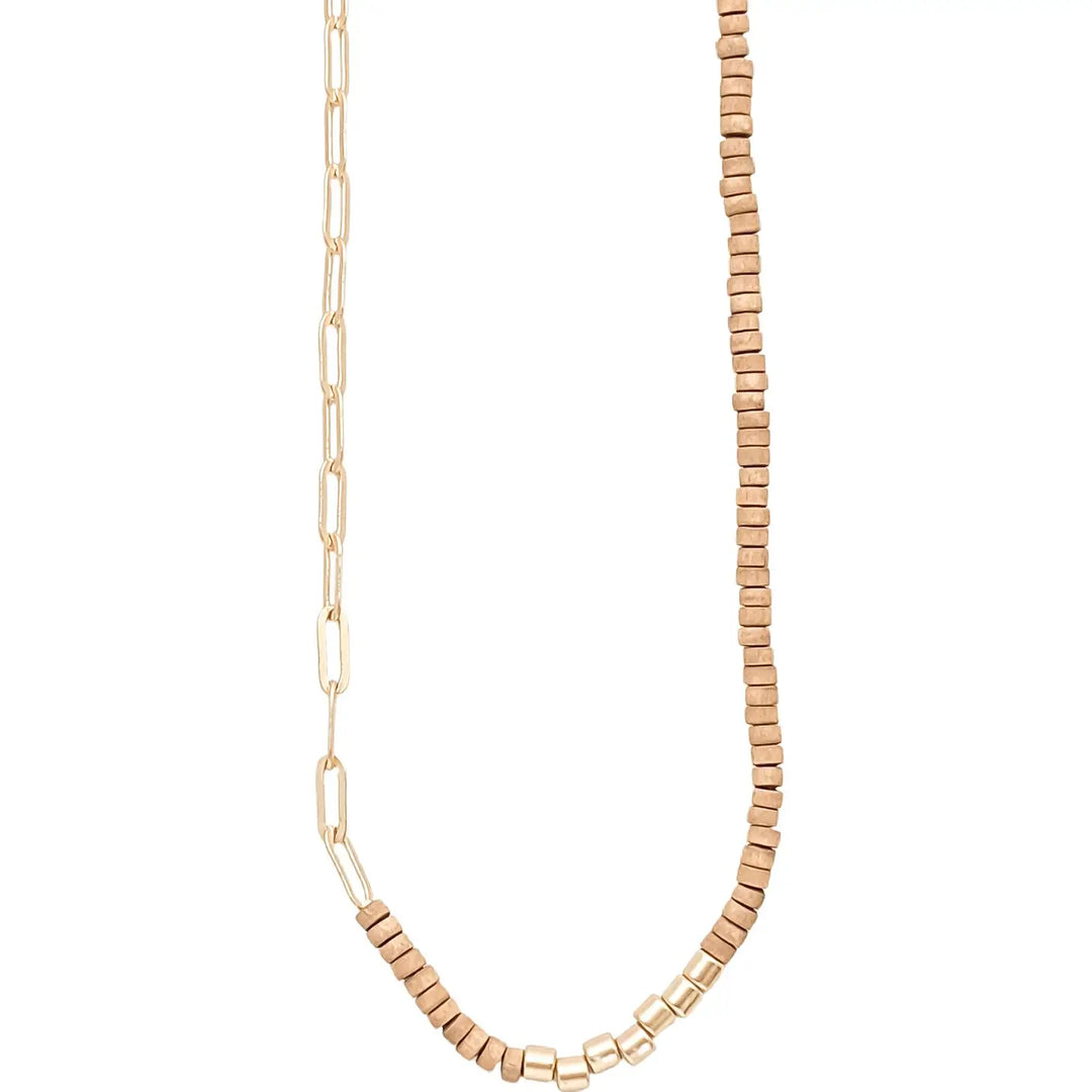 The Iliana Mocha Wood Beaded Necklace