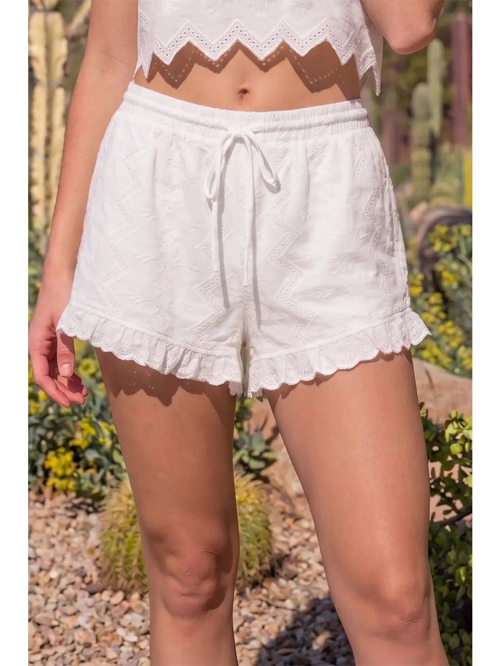 The Sandbar Embroidered Ruffle Shorts