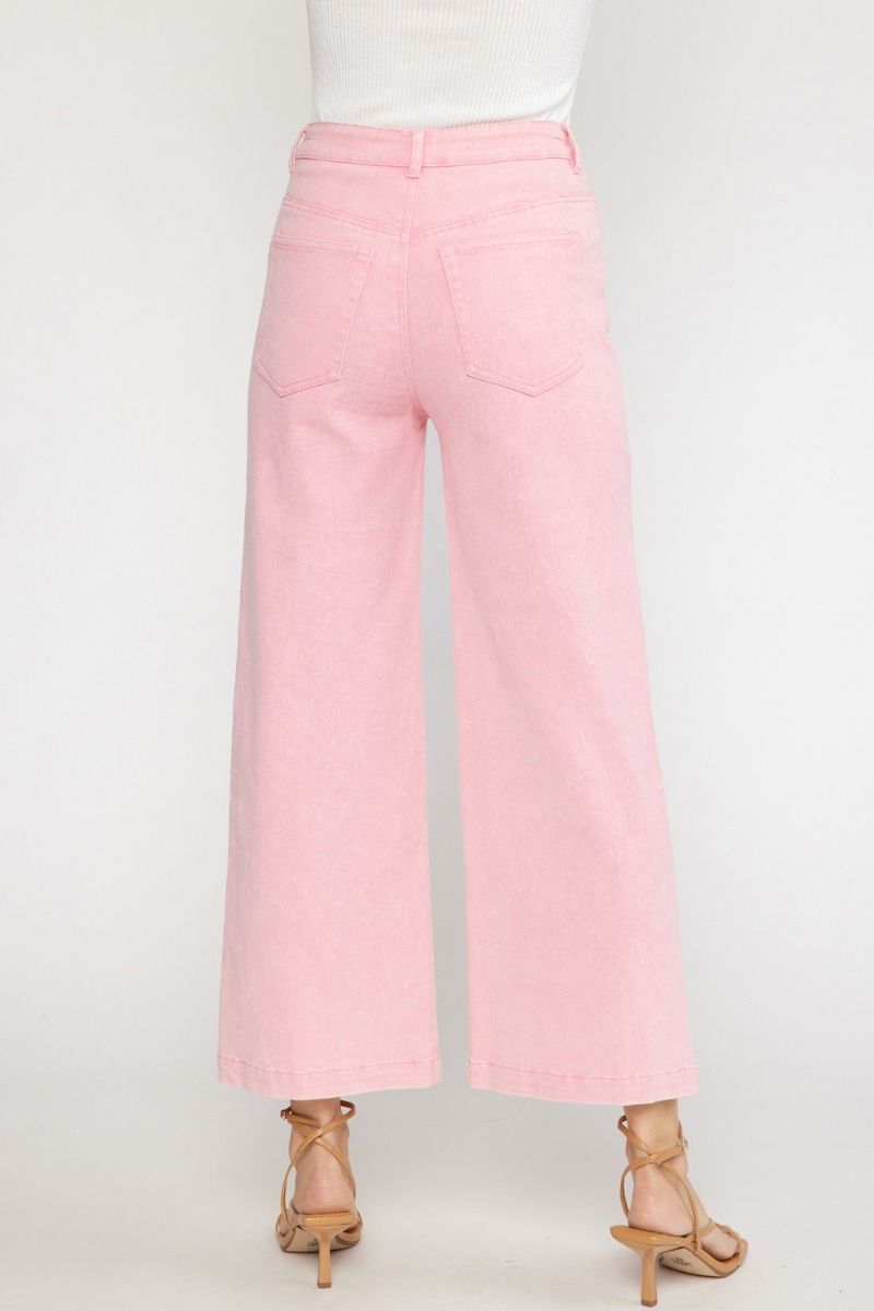 The Throwback Pink Acid Washed Straight Leg Jeans
