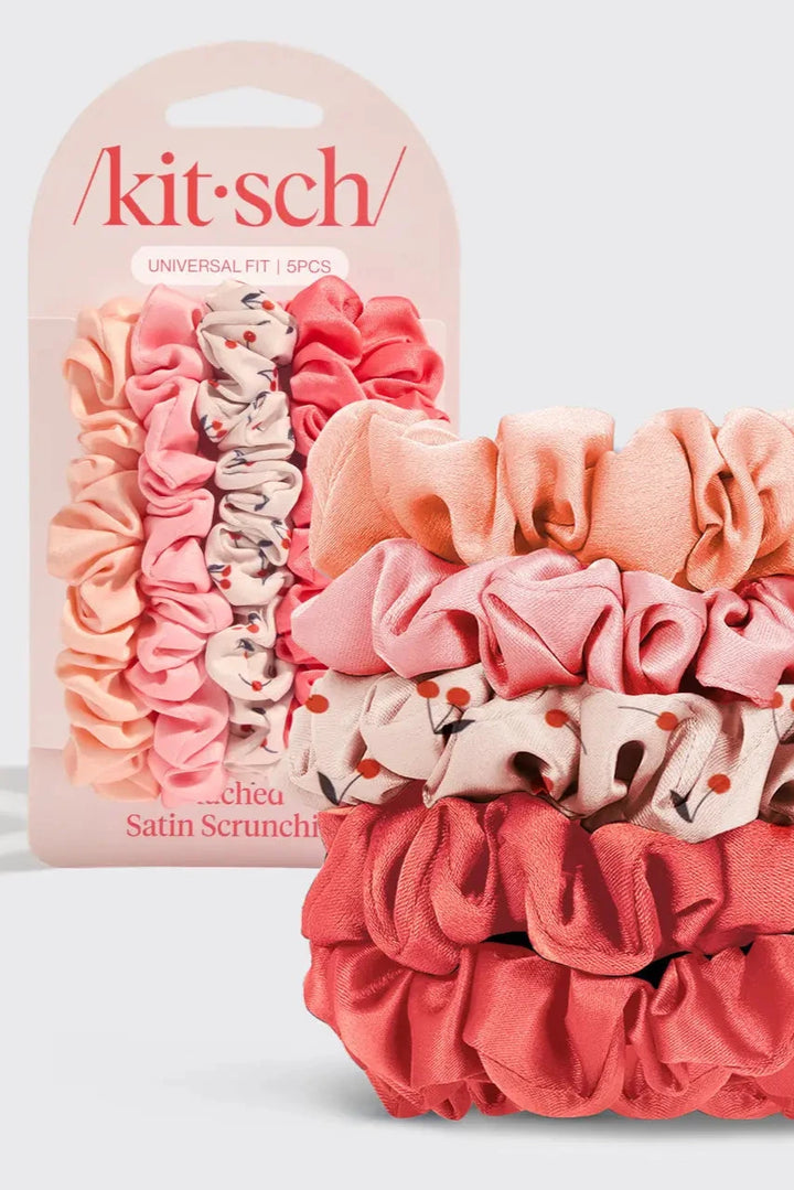 The Cherry Blossom Ruched Satin Scrunchie Set