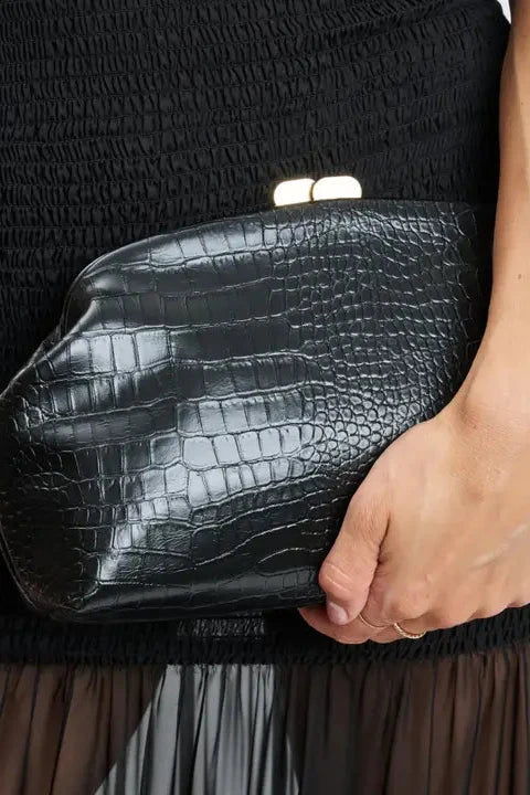 The Camille Crocodile Print Clutch