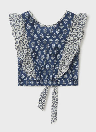 Girls Blue Ruffle Wrap Blouse by Mayoral