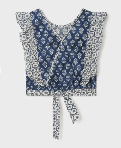 Girls Blue Ruffle Wrap Blouse by Mayoral