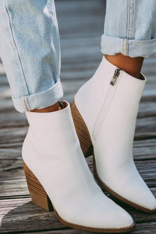 The Kathy White Leather Booties