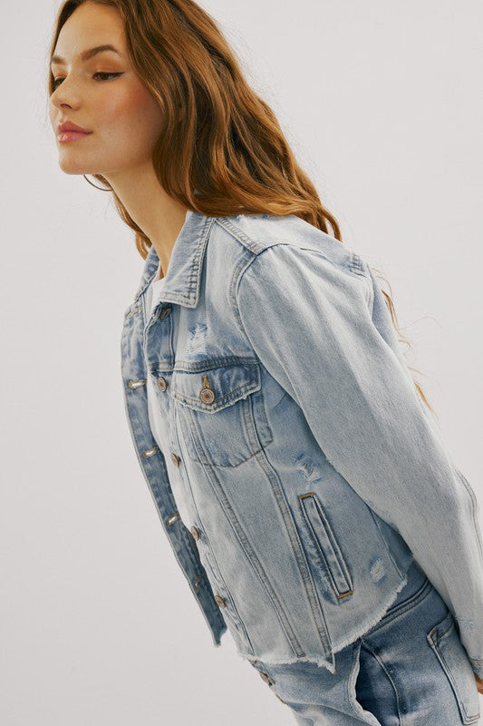 The Classic Trucker Raw Hem Denim Jacket