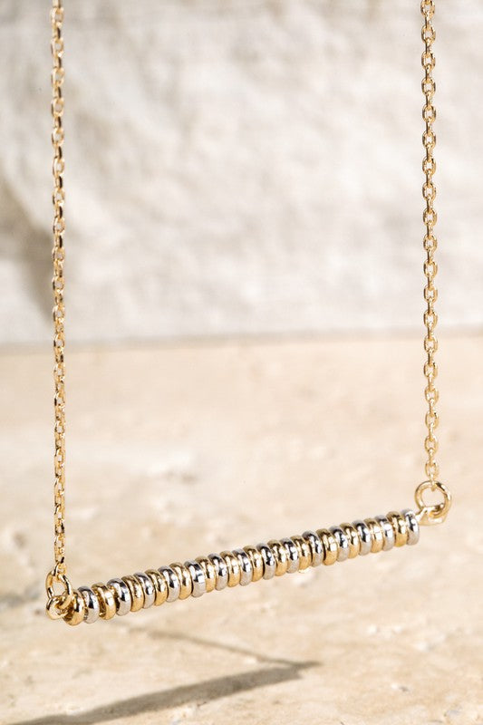 Brass Beads Bar Pendant Necklace