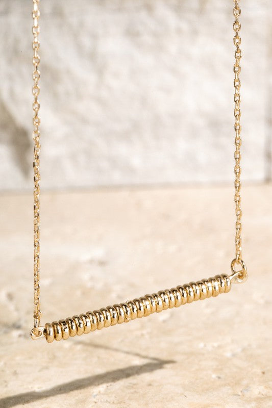 Brass Beads Bar Pendant Necklace