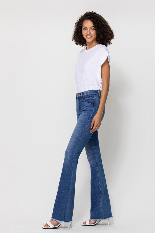 The Carolina Mid Rise Mini Flare Jeans