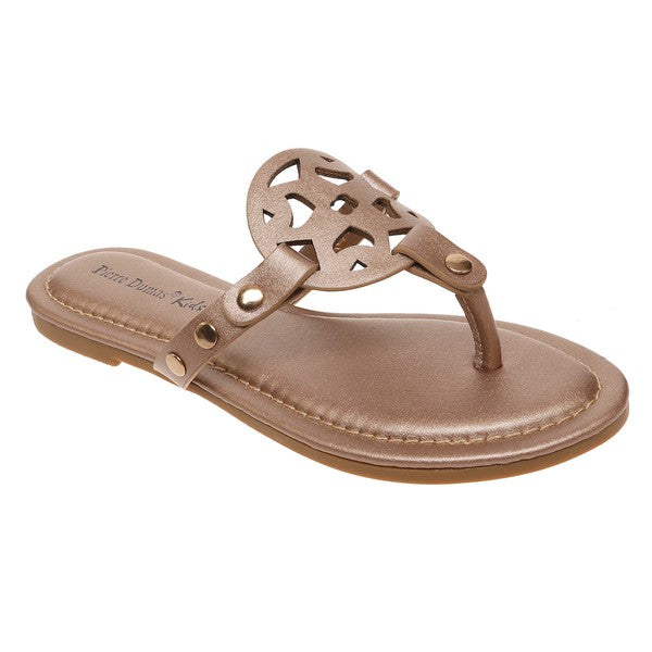 Girls Rose Gold Leather Sandals