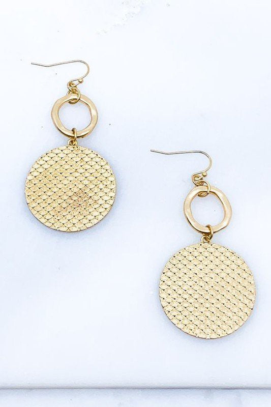 Textured Disc Drop Earrings