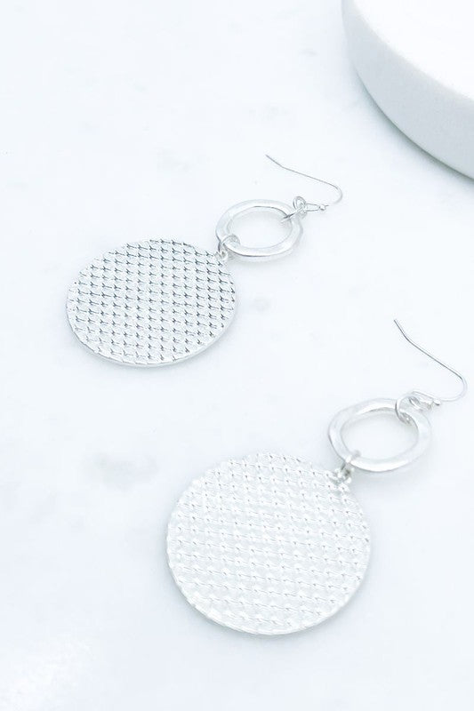 Textured Disc Drop Earrings