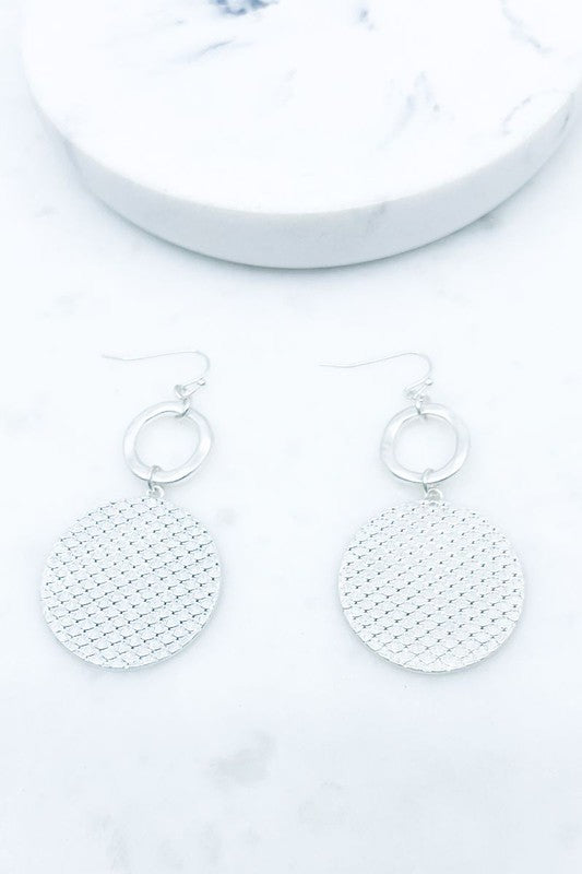 Textured Disc Drop Earrings