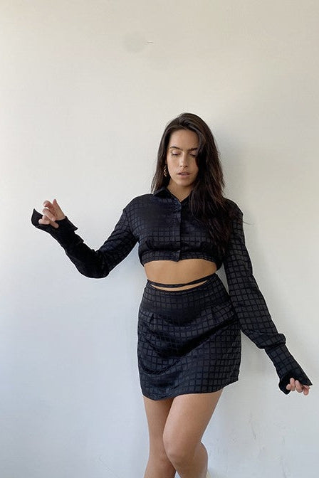 The Be Real Black Checkered Mini Skirt