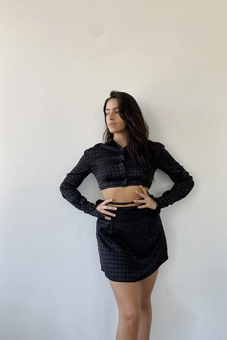 The Be Real Black Checkered Mini Skirt