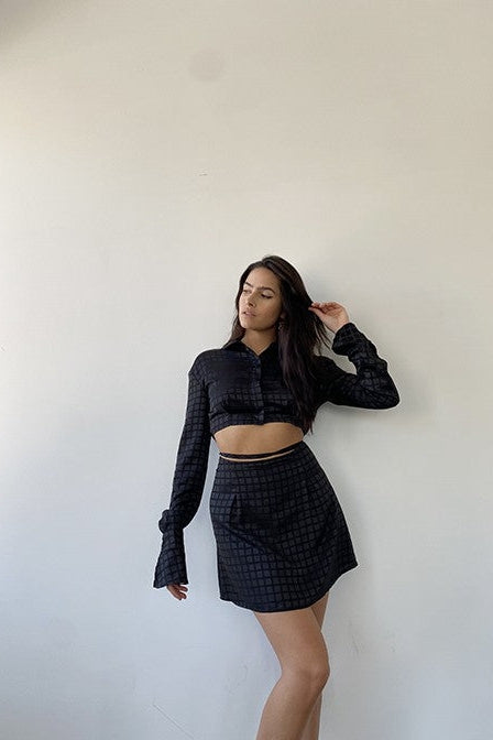 The Be Real Black Checkered Mini Skirt