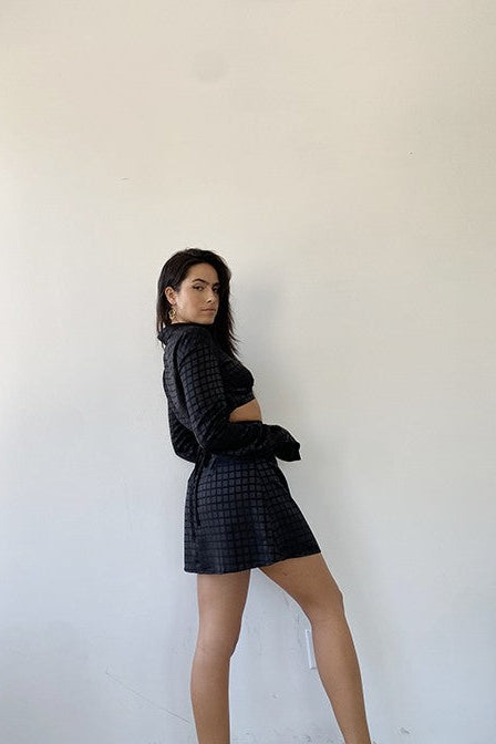 The Be Real Black Checkered Mini Skirt