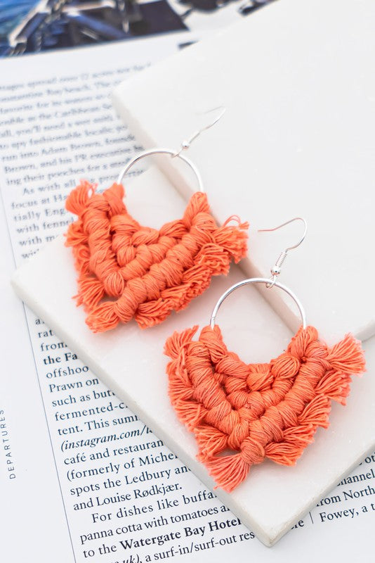 Braided Tassel Statement Earrings