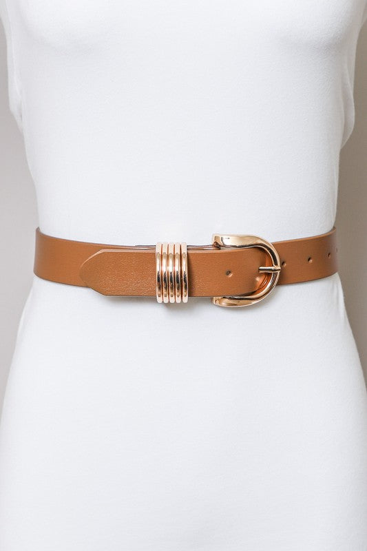 Gold Ring Leather 1" Belt