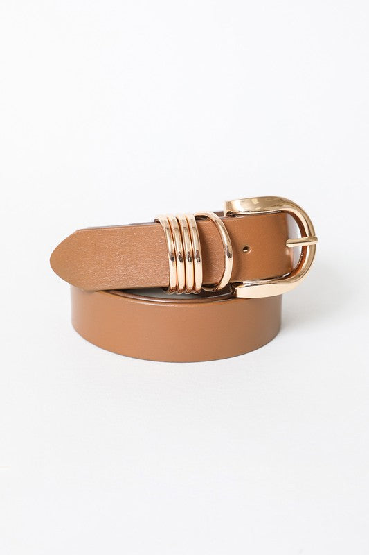 Gold Ring Leather 1" Belt