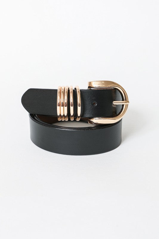 Gold Ring Leather 1" Belt