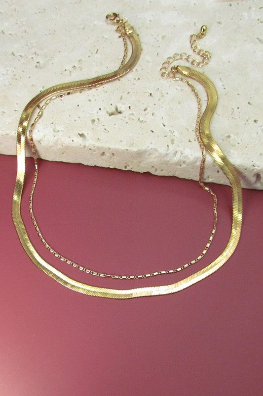 The Gold Double Snake and Largo Chain Necklace