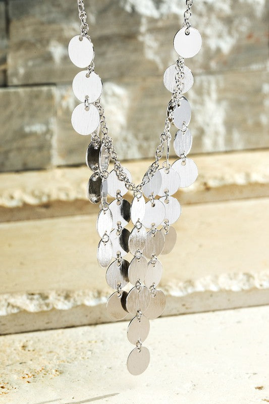 Disc Charm Statement Necklace