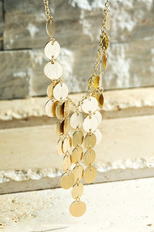 Disc Charm Statement Necklace