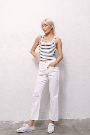 The Starla White High Rise Slim Straight Jeans