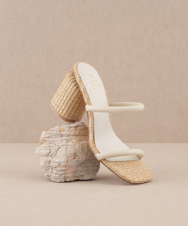 The Margaret Beige Rattan Heels